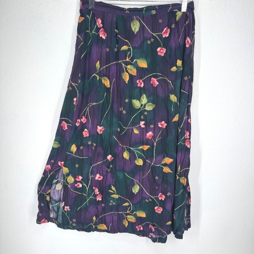 Vintage dark floral rayon - dark, midi